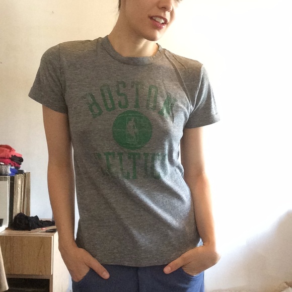 adidas Tops - Boston Celtics #33 Gray Adidas T-Shirt M